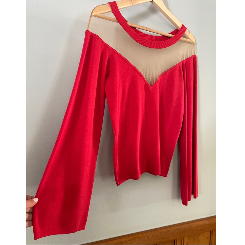 NWT Mesh Sweetheart neckline sweater